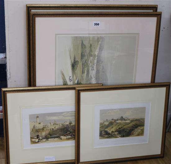 After David Roberts (1796-1864), five coloured lithographs, together with two similar smaller prints 37 x 52cm